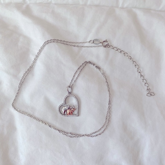 Charmed Aroma Two Tone Elephant Heart Necklace - Sterling Silver - Picture 2 of 3
